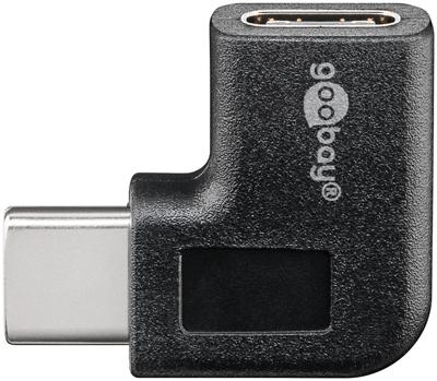 Goobay 45402 USB-C 90° schuine OTG Super Speed adapter voor de aansluiting van USB-C oplaadkabels - voert USB-C-kabel naar links of rechts af