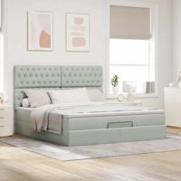 Ottoman bed met matrassen 160x200cm fluweel lichtgrijs - thumbnail