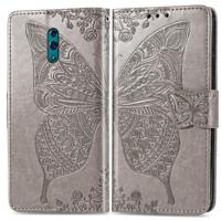 Butterfly Love bloemen reliëf horizontale Flip lederen draagtas voor OPPO Reno met houder & kaartsleuven & portemonnee & Lanyard (grijs) - thumbnail