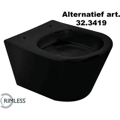 Wiesbaden Vesta Junior Wandcloset Rimless Verkort - Mat Zwart