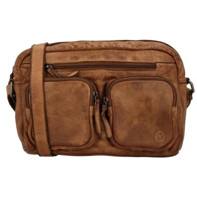 Hide & stitches paint rock schoudertas leer-Cognac