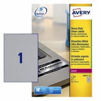 Etiket Avery L6013-20 210x297mm zilver 20 etiketten | 5 stuks - thumbnail