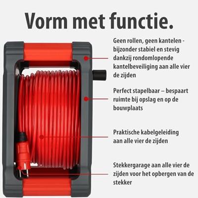 Brennenstuhl Professional Bouwplaats kabelhaspel | KA 5110 5 | IP44 | 50m | H07BQ-F 3G1.5 - 9201500210 Brennenstuhl Professional Bouwplaats kabelhaspel | KA 5110 5 | IP44 | 50m | H07BQ-F 3G1.5 - 9201500210