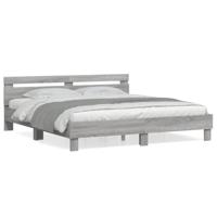 Bedframe met hoofdeinde bewerkt hout grijs sonoma 160x200 cm - thumbnail