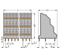 WAGO 737-108 Drie niveau klem 2.50 mm² Aantal polen 24 Grijs 24 stuk(s) - thumbnail