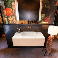 Badkamermeubelset Mondiaz Erin 100 cm met 1 Lade met RIDGE Wastafel Midden Linen Zonder Kraangaten Greeploos Mat Rosee - thumbnail