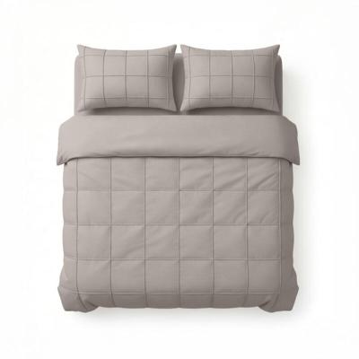 Sleeptime Check Pintuck Taupe/Grijs 200 x 200/220 cm