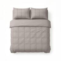 Sleeptime Check Pintuck Taupe/Grijs 200 x 200/220 cm - thumbnail