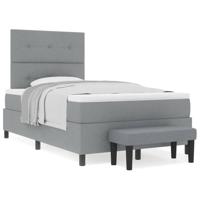 Boxspring bed met matras Lichtgrijs 120 x 190 cm Stof - thumbnail