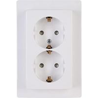 KOPP - Wandcontactdoos - Paris HK05 - Inbouw - 1-voudig Dubbel Stopcontact - Randaarde - Kinderbeveiliging - Arctic Glans Wit - thumbnail