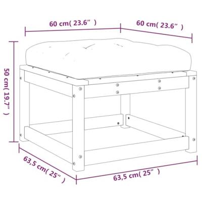Tuinvoetenbank met kussen massief grenenhout