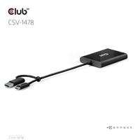 club3D USB-C Adapter [1x USB-C stekker, USB-A-stekker - 2x DisplayPort bus] CSV-1478 0.18 m - thumbnail