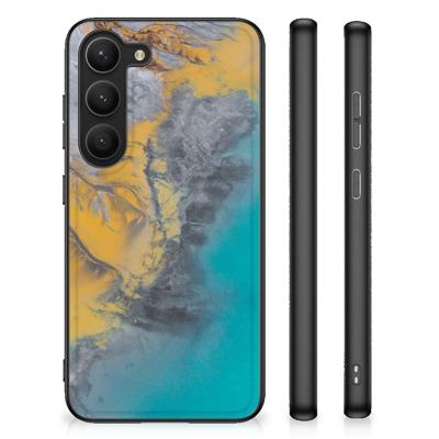 Samsung Galaxy S23 Marmeren Print Telefoonhoesje Marble Blue Gold