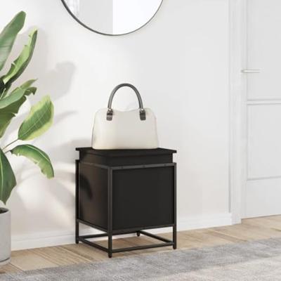 Opbergbox met deksel 40x40x51,5 cm bewerkt hout zwart