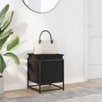 Opbergbox met deksel 40x40x51,5 cm bewerkt hout zwart - thumbnail