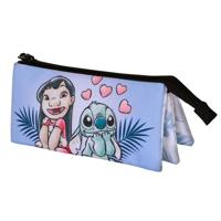 Lilo & Stitch Triple Pencil case Couple Lilac - thumbnail