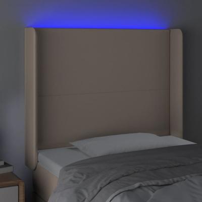 Hoofdbord LED 163x16x78/88 cm kunstleer cappuccinokleurig - thumbnail