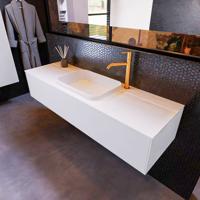 Badkamermeubelset Mondiaz Erin 150 cm met 1 Lade met RIDGE Wastafel Midden Talc met 1 kraangat Greeploos Mat Cale - thumbnail