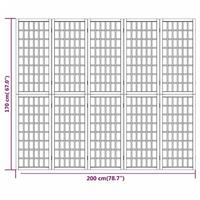 Kamerscherm inklapbaar 5 panelen Japanse stijl 200x170 cm zwart - thumbnail
