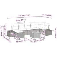 Tuinbankenset met kussen met opslag 8 pcs Beige poly rattan - thumbnail