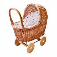 Rieten poppenwagen met kap - Summer Fruit - thumbnail