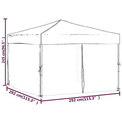 Partytent inklapbaar met zijwanden 3x3 m antracietkleurig