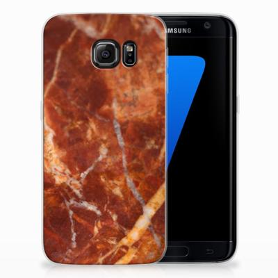 Samsung Galaxy S7 Edge TPU Siliconen Hoesje Marmer Bruin Samsung Galaxy S7 Edge TPU Siliconen Hoesje Marmer Bruin