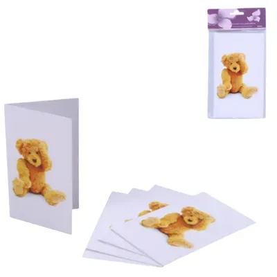 Kaarten Babyshower teddybeer blauw set van 5 | 24 stuks