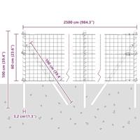 VidaXL Hek met paal grijs 0,6 x 25 m staal en pvc - thumbnail