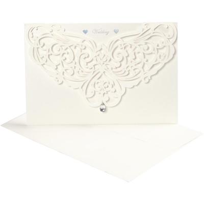Creativ Company Kaart met envelop, afmeting kaart 12x17,7 cm, afmeting envelop 18,x12,5 cm, 230 gr, off-white, 5 set/ 1 doos
