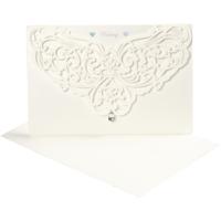 Creativ Company Kaart met envelop, afmeting kaart 12x17,7 cm, afmeting envelop 18,x12,5 cm, 230 gr, off-white, 5 set/ 1 doos - thumbnail