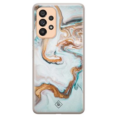 Samsung Galaxy A53 siliconen hoesje - Marmer blauw goud