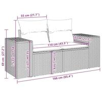 10-delige Loungeset met kussens poly rattan beige - thumbnail