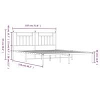 Bedframe met hoofdbord metaal wit 183x213 cm - thumbnail