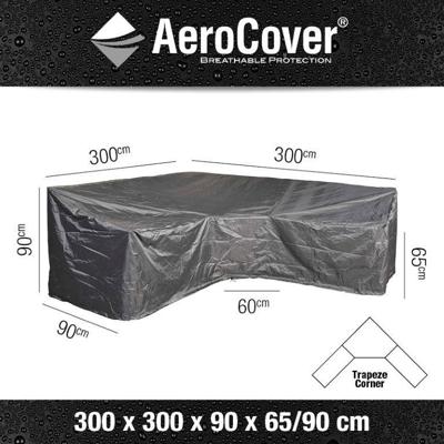 AeroCover | Loungesethoes 300 x 300 x 90 x 65-90(h) cm | L-vorm Trapeze