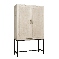 RENEW Opbergkast 'Carini' Hout en Webbing, 190 x 110cm, kleur Wit - thumbnail