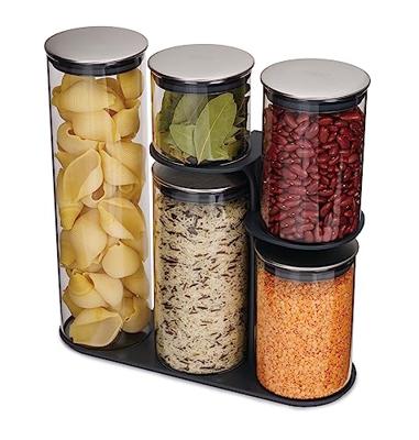 Joseph Joseph Podium Voorraadbox 1.9 l, 1.3 l, 0.9 l, 0.9 l, 0.5 l Set van 5 stuks Glas, RVS Met deksel Transparant, Zilver 95035 - thumbnail