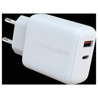 LC Power LC-GAN-45 USB-oplader 45 W 1x USB-C, 1x USB-A USB PD 3.0 Wit Binnen GaN, Snellader, USB Power Delivery (USB-PD)