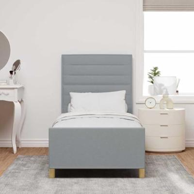 Bedframe met hoofdeinde Lichtgrijs 90 x 190 cm Stof