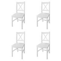 Eetkamerstoelen 4 st grenenhout wit - thumbnail