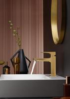 Wastafelmengkraan Metropol HansGrohe Eengreeps 110 met Rechte Greep en Push-Open Afvoer Gepolijst Goud - thumbnail