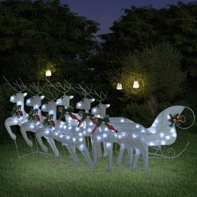 VidaXL Buitenkerstversiering rendieren en slee 140 led's wit VidaXL Buitenkerstversiering rendieren en slee 140 led's wit