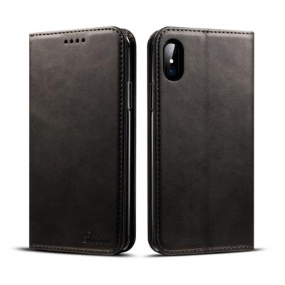 Suteni kalf textuur horizontale Flip lederen case voor de iPhone X/XS met houder & card slots & portemonnee (zwart) Suteni kalf textuur horizontale Flip lederen case voor de iPhone X/XS met houder & card slots & portemonnee (zwart)