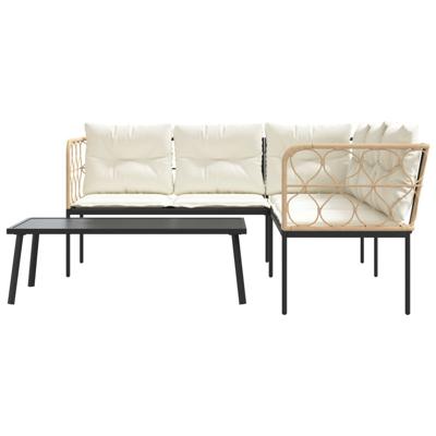 Loungeset met kussens staal en textileen zwart - thumbnail