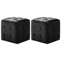 VidaXL Poef 2 st 30x30x30 cm fluweel zwart - thumbnail