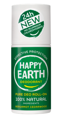 Happy Earth 100% Natural Deo Roll-On Bergamot Cedarwood