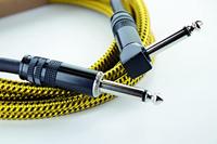 Cordial 14775 Jackplug Instrumenten Aansluitkabel [1x Jackplug male 6,3 mm (mono) - 1x Jackplug male 6,3 mm (mono)] 1.50 m Zwart, Geel Textielmantel - thumbnail