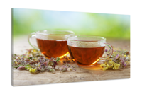 Schilderij -Kopjes kruidenthee met gedroogde kruiden, 100x70cm - thumbnail