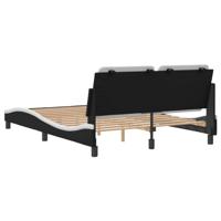 Bedframe met hoofdbord kunstleer zwart en wit 140x200 cm - thumbnail