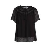 anytime top met ruffles zwart - thumbnail